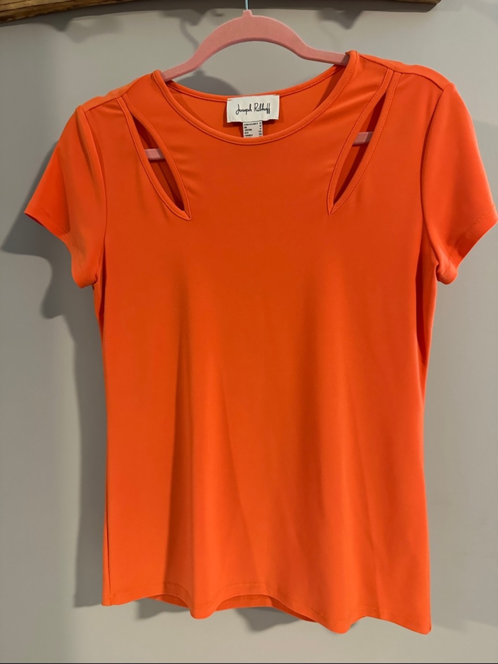 Joseph Ribkoff Bright Orange Short Sleeve Cutout Tee